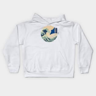 Stingray Great Wave Off Kanagawa - Blue Mosiac Kids Hoodie